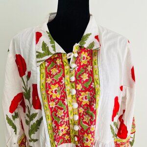 BRAND NEW Hand Block Printed Dress Summer Midi Dress Cotton Floral Dress